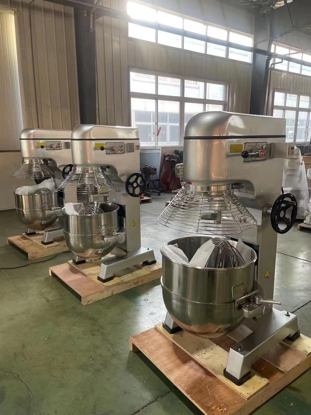 Commercial mixers on an equipment workshop floor
